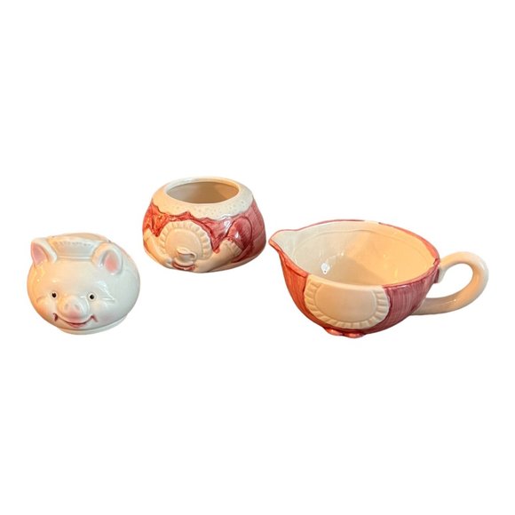 Vtg Kitchen Helpers Stackable Sugar and Creamer Pig Pink, White Ron Gordon1986 - Picture 2 of 14